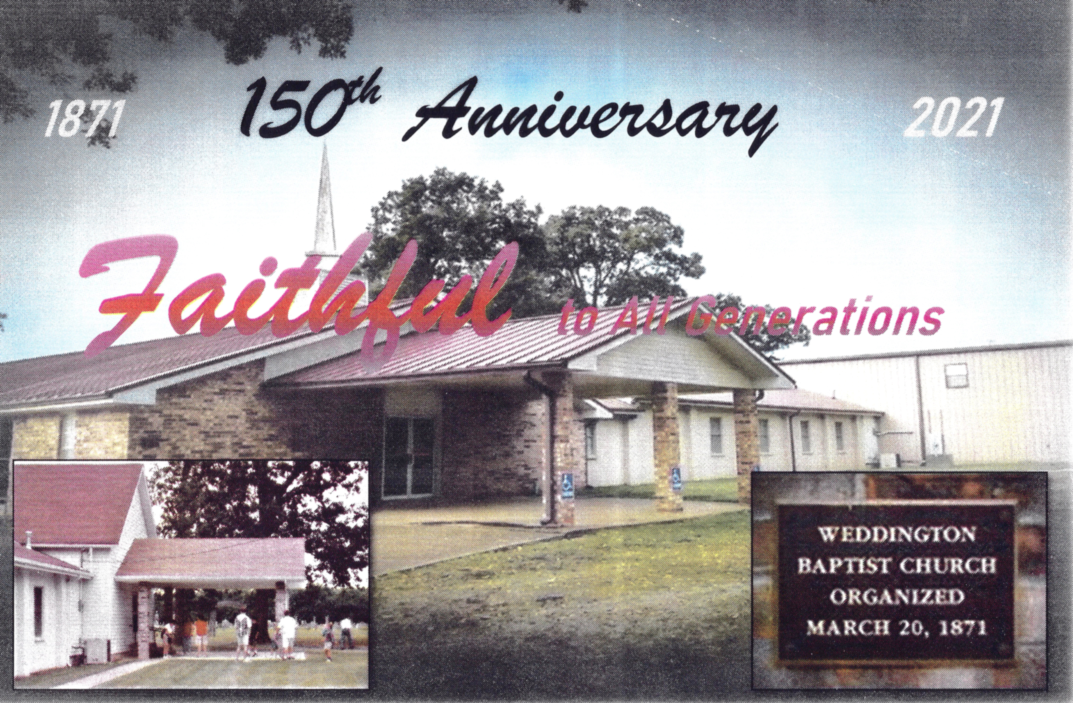 program cover showing church building and 150th Anniversary